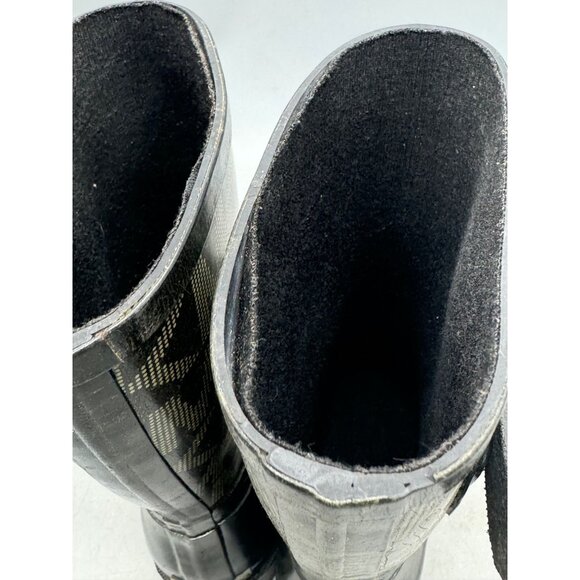 Michael Kors Women's Gold Logo Tall Rain Boots Wellies Black Buckle Boot Size 6 - Picture 9 of 10